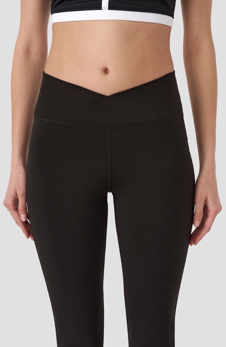 RM Rebecca Minkoff Crossover Waist Flare Leggings, Alternate, color, Black