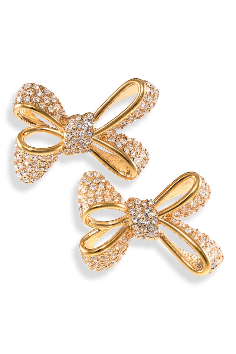 Small Pavé Crystal Bow Earrings, Main, color, CRYSTAL