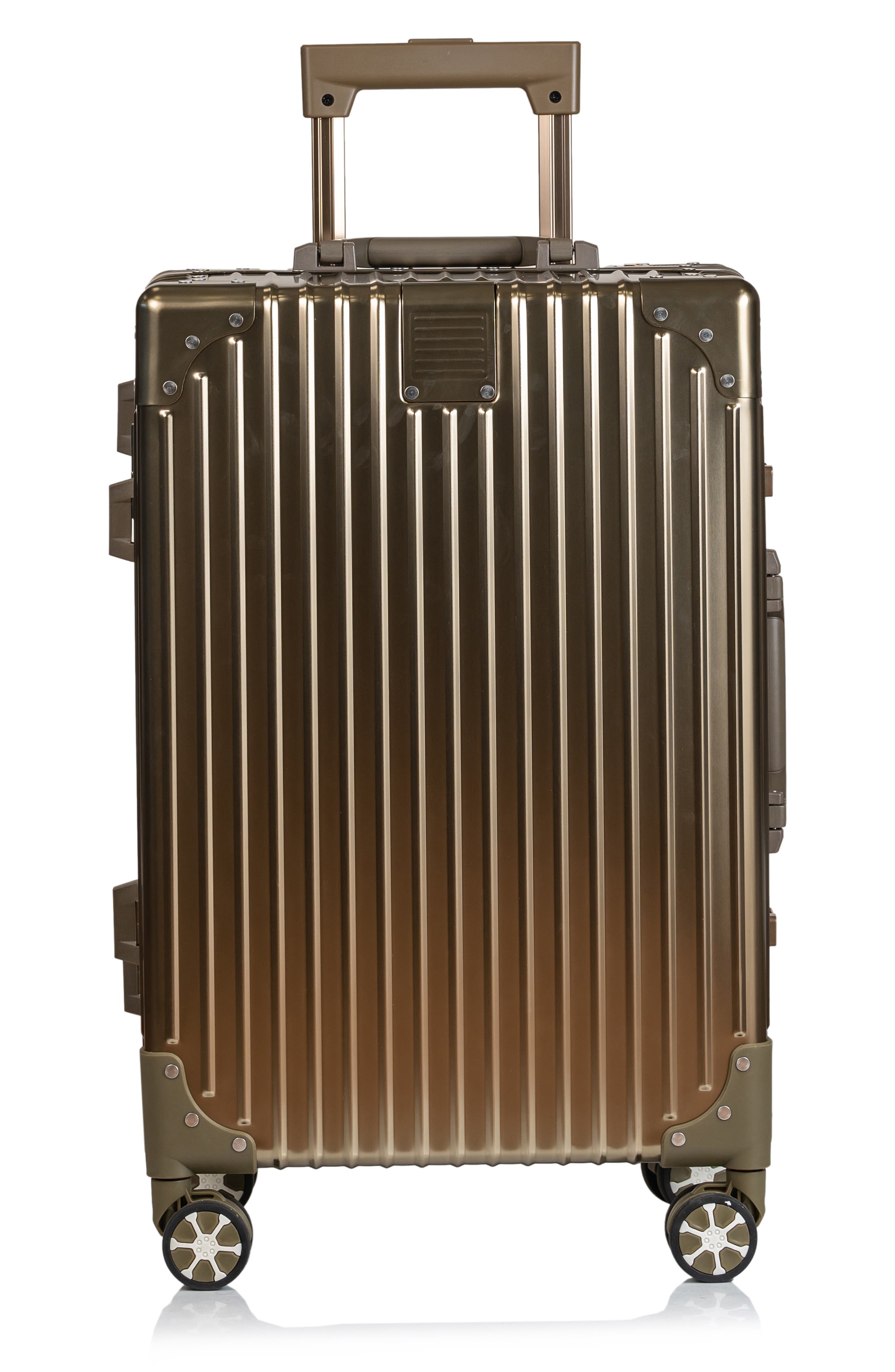 CHAMPS Aluminum Hardside Spinner Suitcase Carry-On, Alternate, color, Titanium Gold