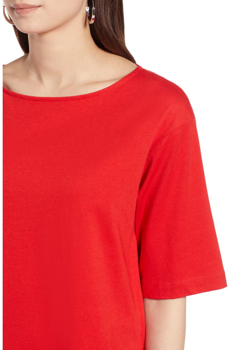 Boat Neck Cotton Top, Alternate, color, RED CHINOISE