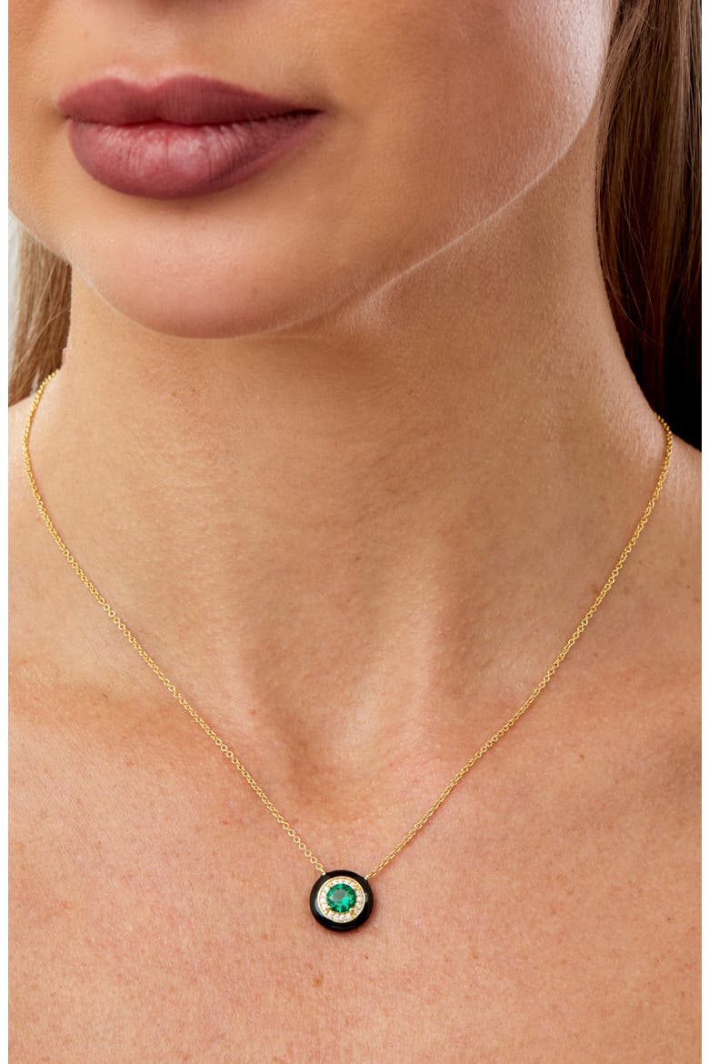 Enamel and Cubic Zirconia Pendant Necklace, Alternate, color, YELLOW