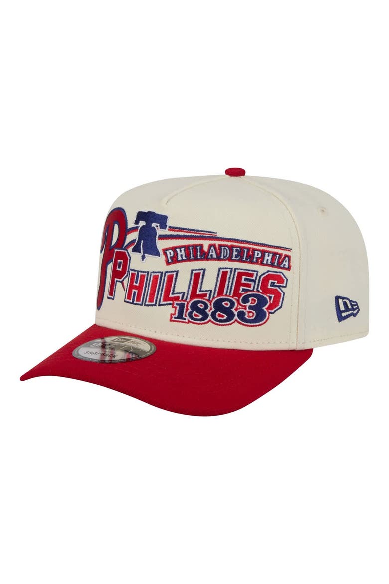 Men's New Era  Cream/Red Philadelphia Phillies Classic A-Frame 9FIFTY Snapback Hat, Alternate, color, Cream