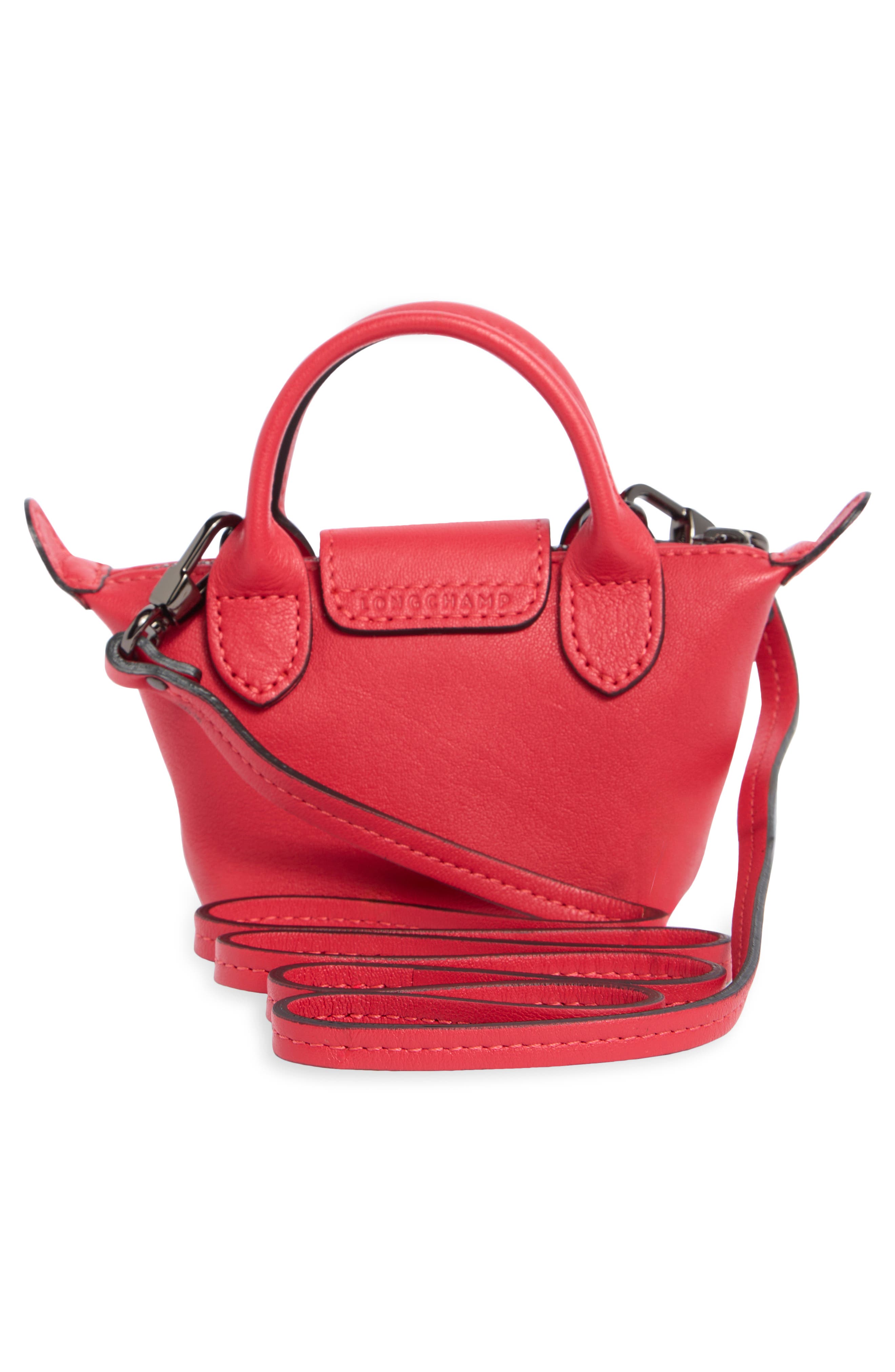 Longchamp Nano Leather Crossbody Bag, Alternate, color, Red