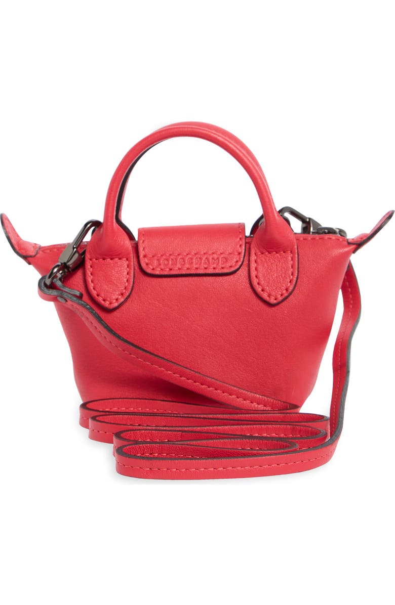 Longchamp Nano Leather Crossbody Bag, Alternate, color, Red