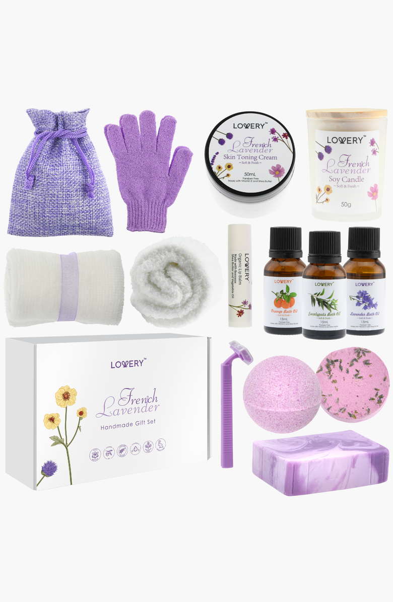 Lovery French Lavender 18-Piece Handmade Gift Box, Alternate, color, Lavender