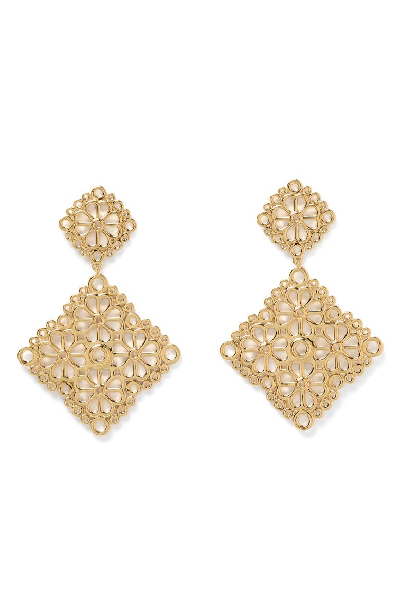 Kate Spade New York spade flower lace drop earrings, Main, color, Gold