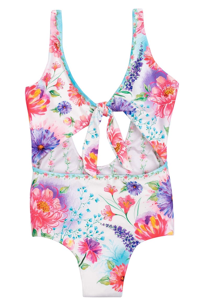 Kids' Iliana Chroma Cutout One-Piece Swimsuit, Main, color, WHITE