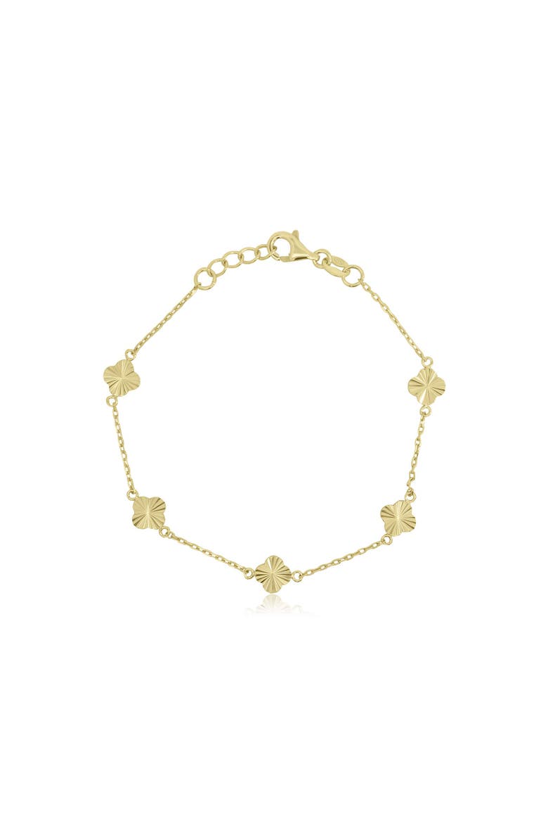 Mini Fluted Clover Bracelet, Main, color, Gold Plated Sterling Silver