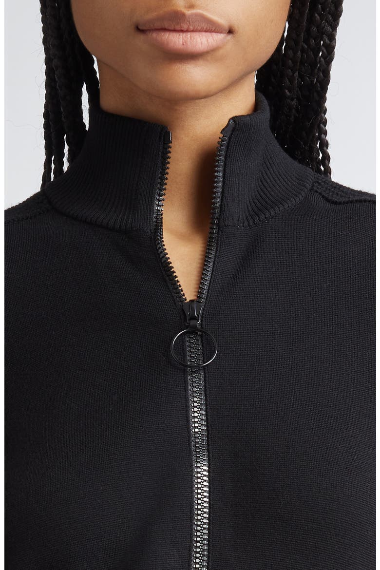 Stretch Merino Wool Bomber Cardigan, Alternate, color, BLACK
