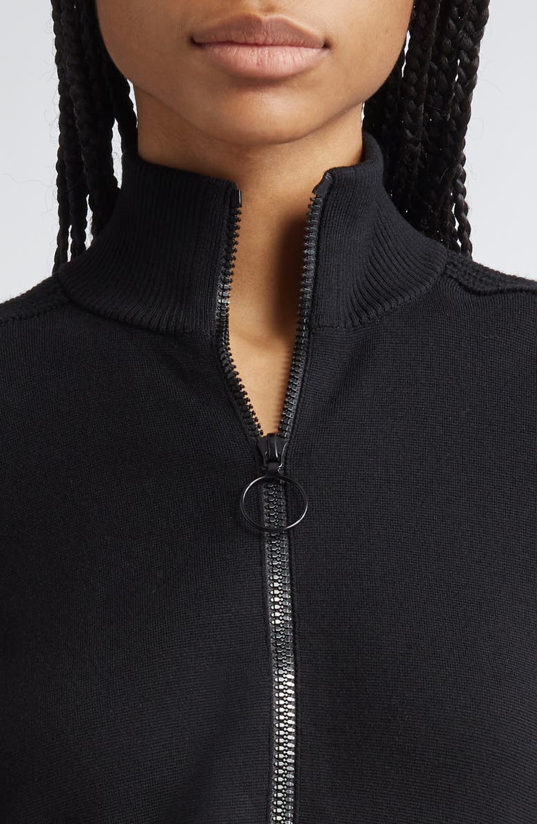 Akris punto Stretch Merino Wool Bomber Cardigan, Alternate, color, Black