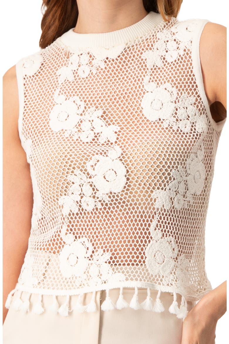 Sleeveless Knitted Fringe Top, Alternate, color, Ivory