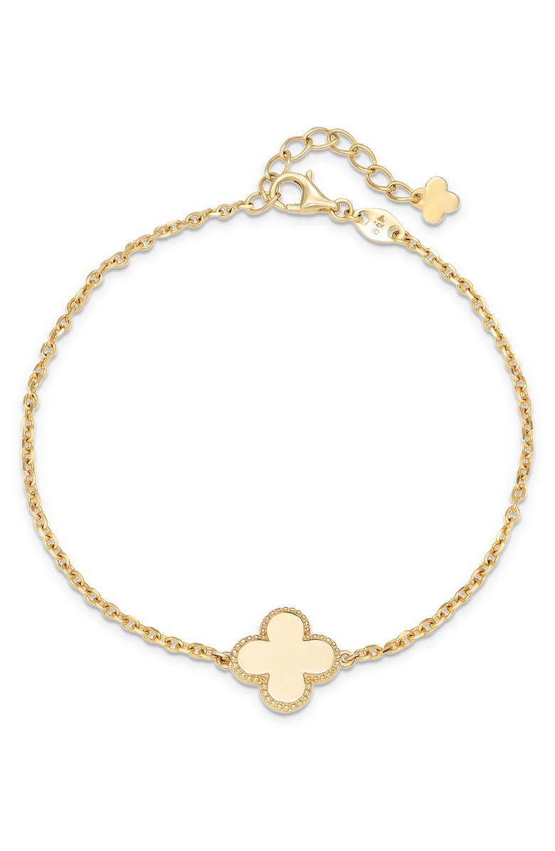 DEVATA Clover Charm Chain Bracelet in 14K Gold, Main, color, Yellow Gold