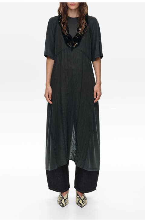 Lace Bib Midi Dress