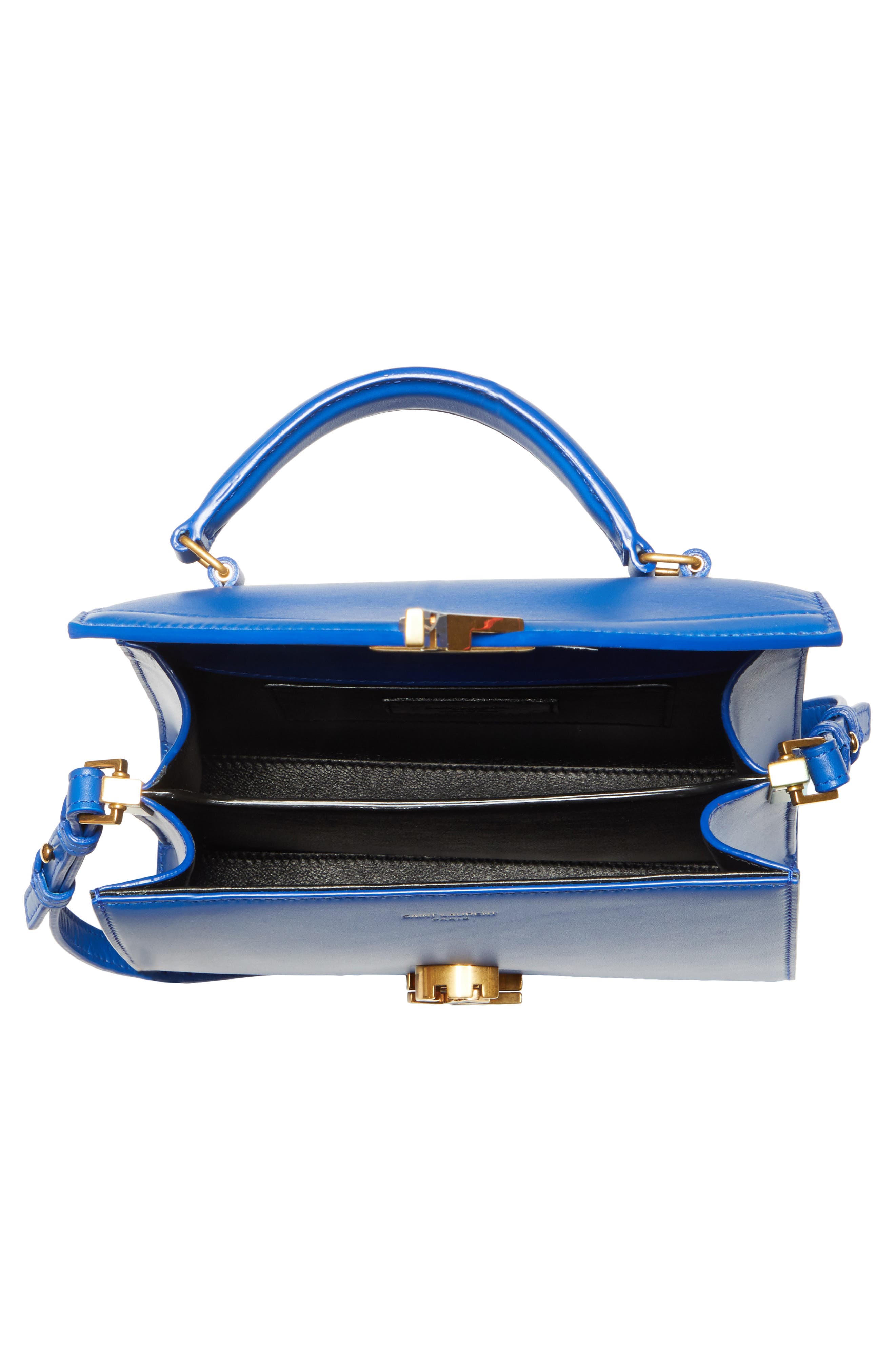Mini Cassandra Leather Top Handle Bag, Alternate, color, BLEU MAJORELLE