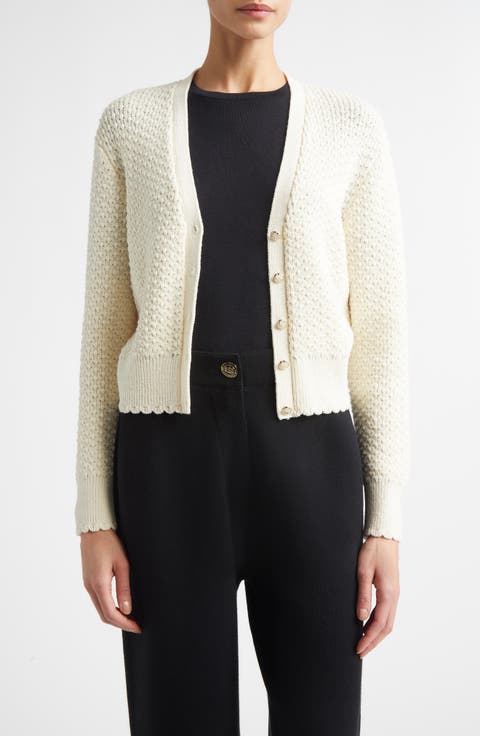 Perlé Crepe Wool Blend Cardigan