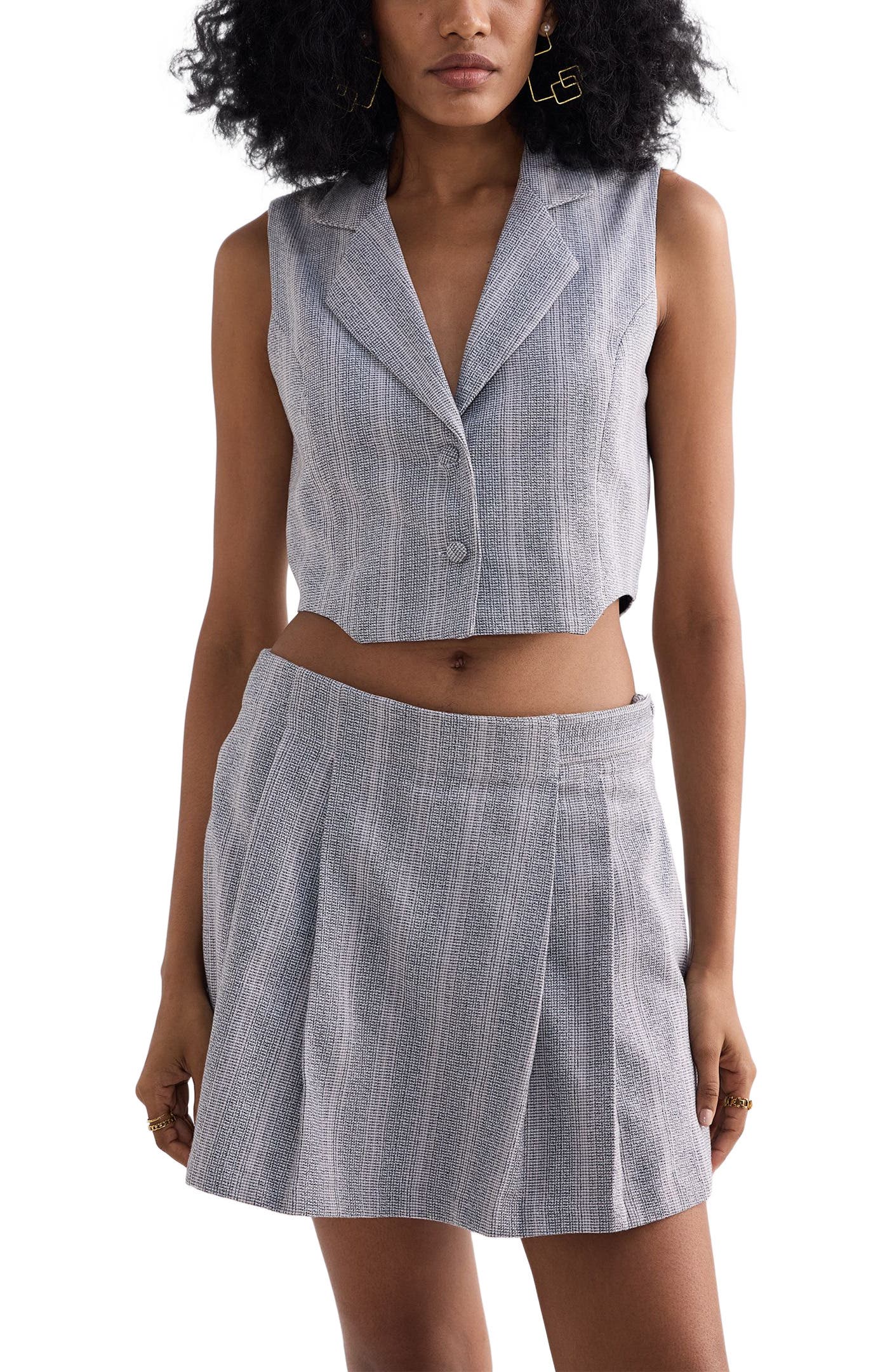 Cropped Cotton Tweed Vest - image 2