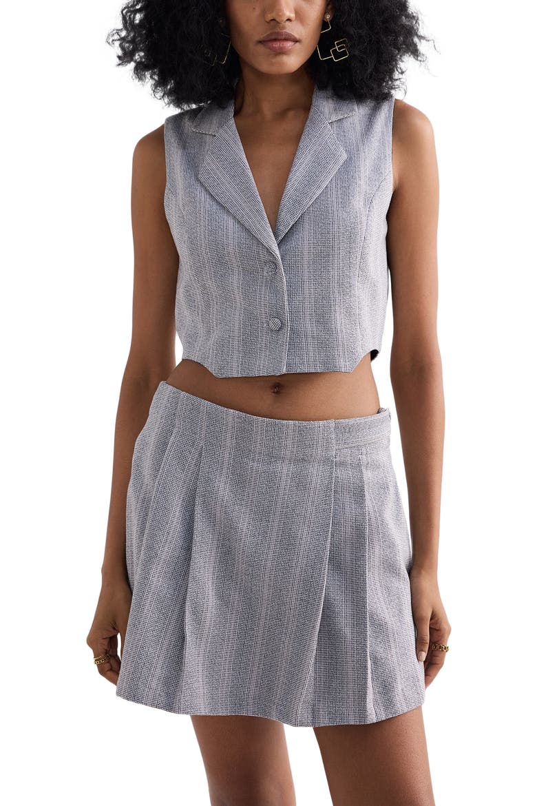 Cropped Cotton Tweed Vest, Alternate, color, Steel Breeze