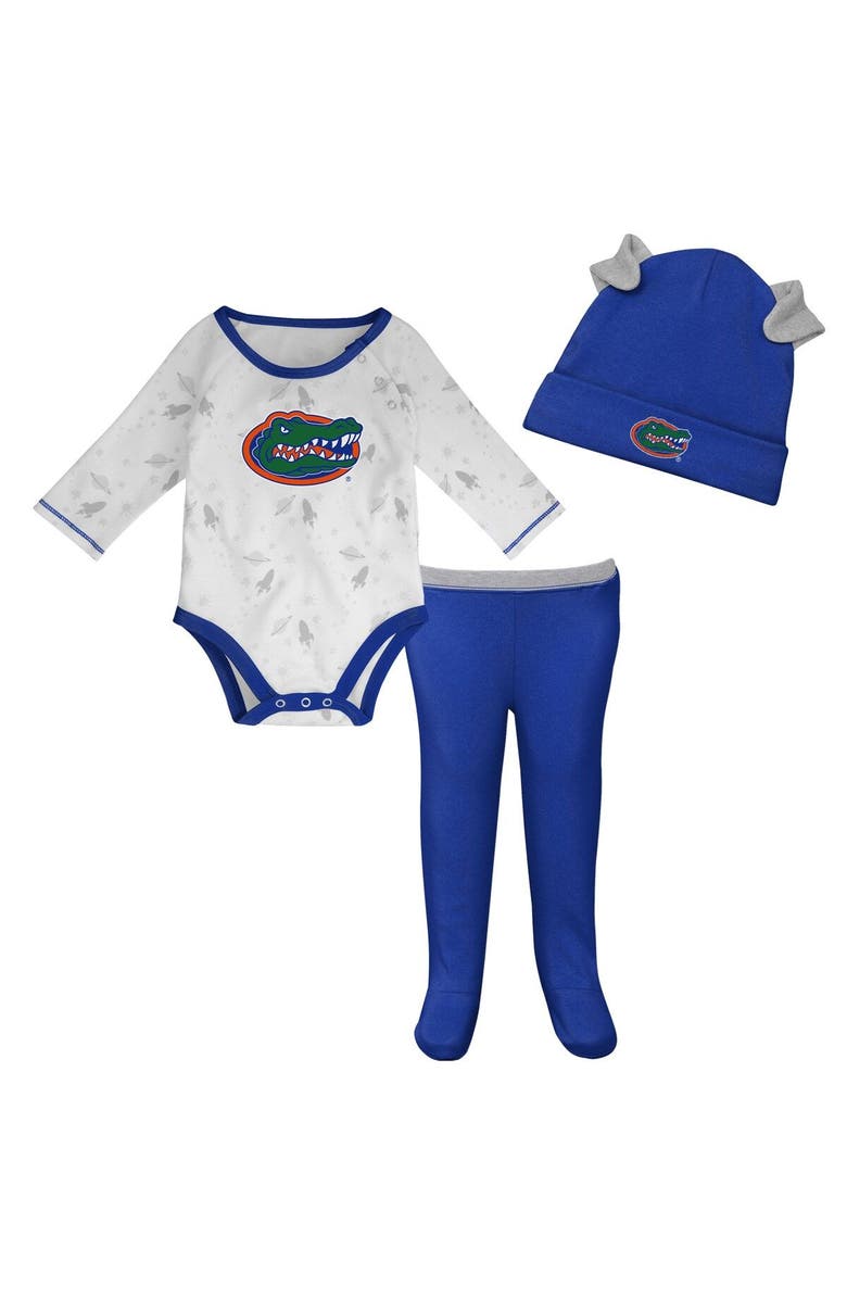 Outerstuff Newborn & Infant Royal/White Florida Gators Dream Team Raglan Long Sleeve Bodysuit Hat & Pants Set, Main, color, Royal