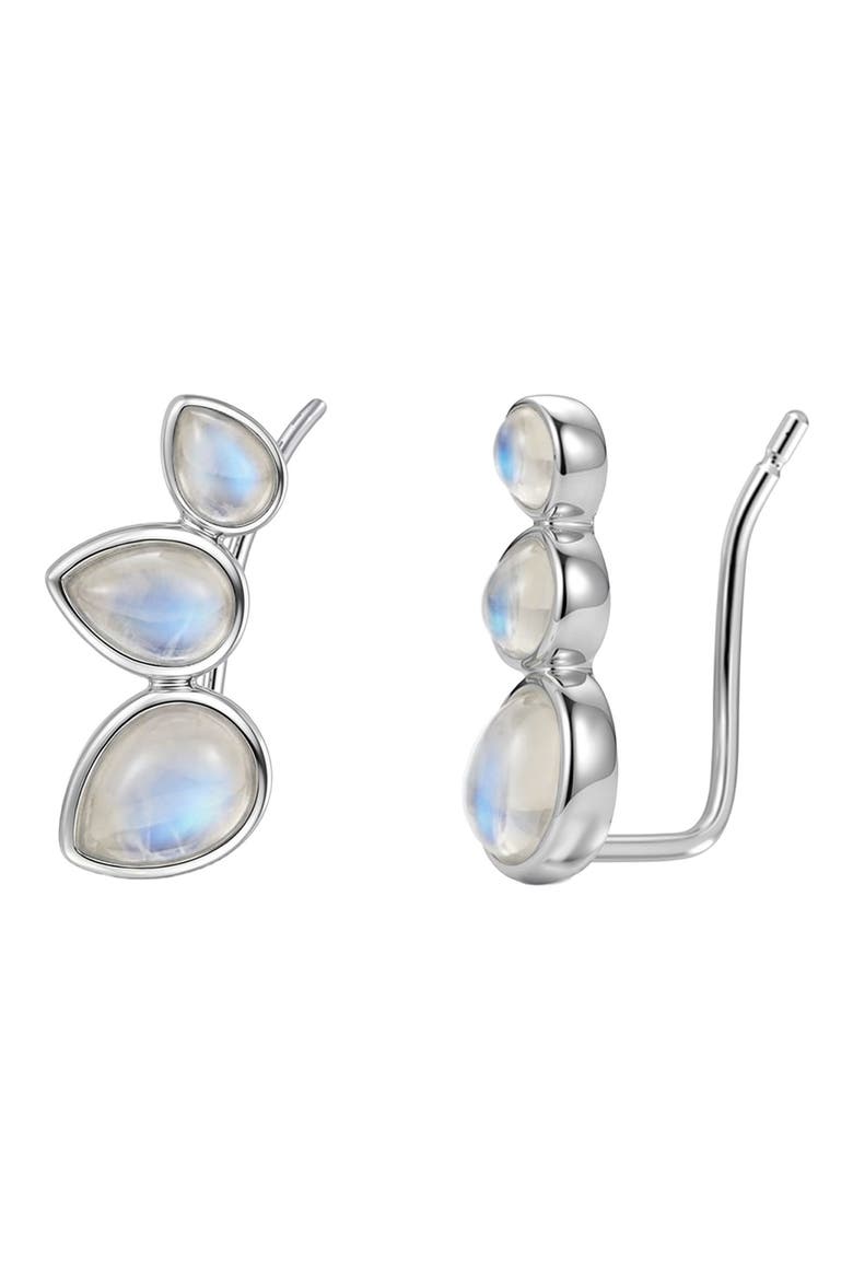 Marquise Moonstone Crawler Earrings, Main, color, WHITE/ SILVER