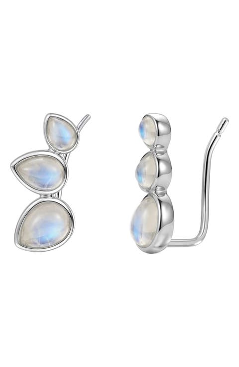 Marquise Moonstone Crawler Earrings