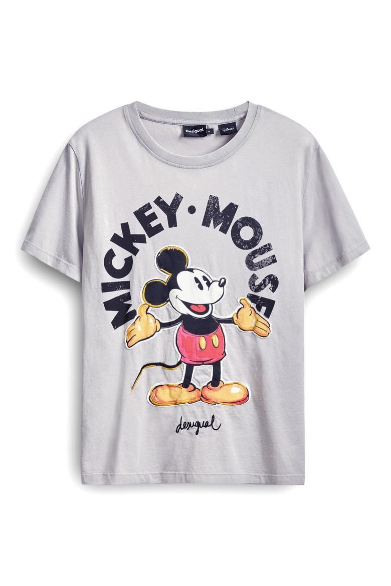 Mickey Mouse Striped Ringer Graphic T-Shirt, Alternate, color, NEUTRAL GRAY