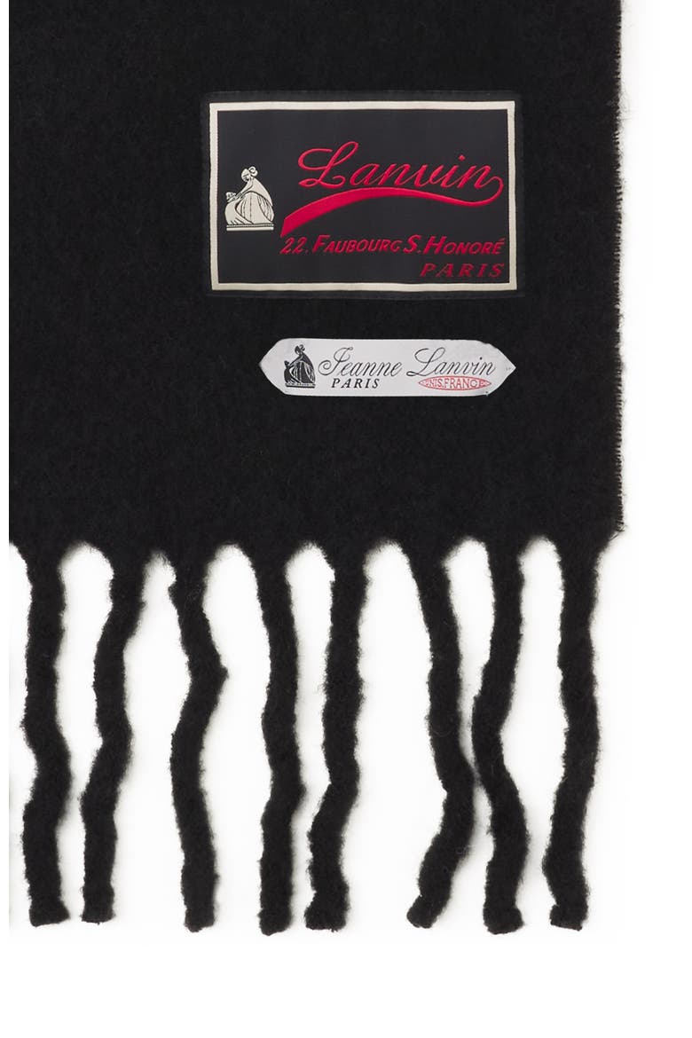Fringed Wool Scarf With 22 Faubourg Label, Alternate, color, Black