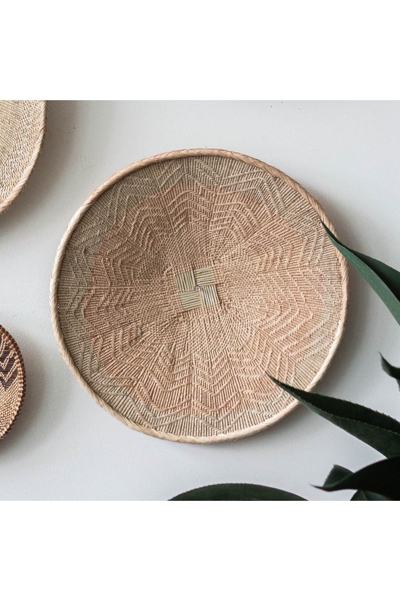 African Wall Basket Decor | Statement Binga Blonde Woven Wall Basket, Main, color, Natural