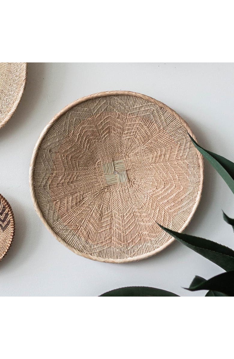 kanju Interiors African Wall Basket Decor | Statement Binga Blonde Woven Wall Basket, Main, color, Natural