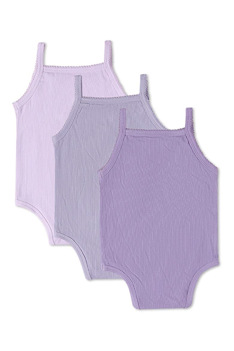 3 Pack Baby Solid-Color Bodysuits, Alternate, color, Purple Multi