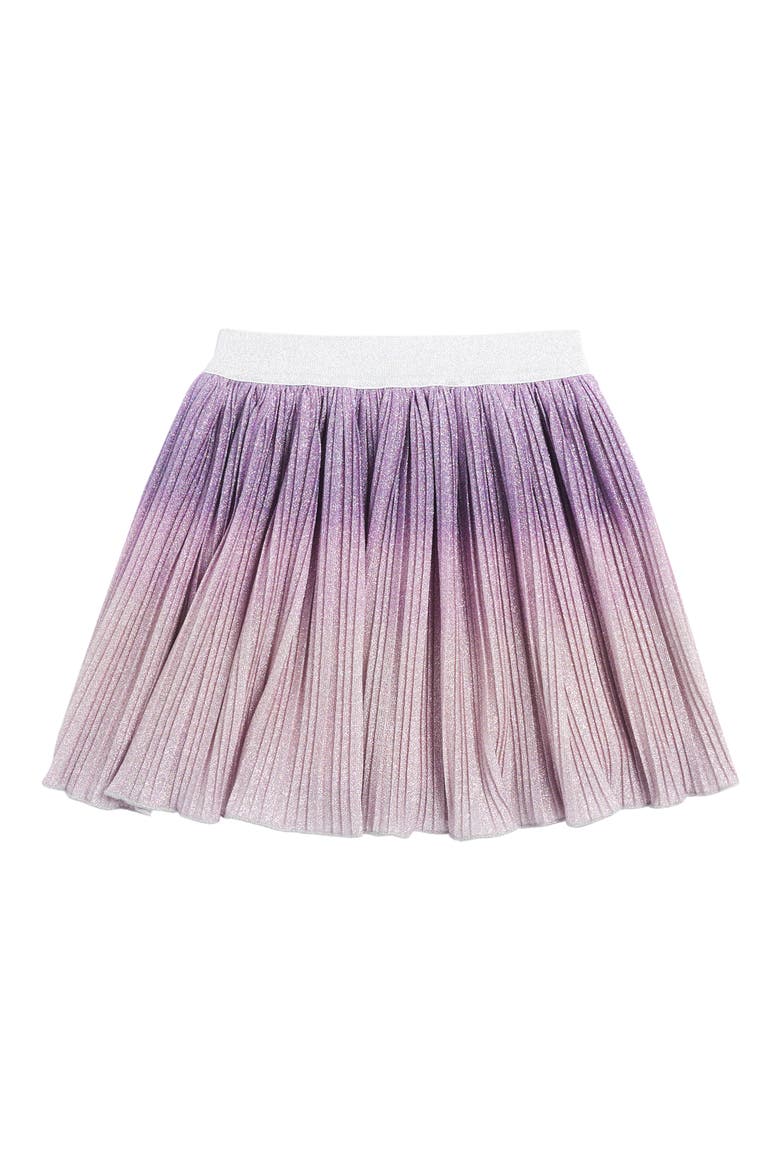 Kids' Pleated Metallic Skirt, Main, color, PURPLE MONTANA OMBRE SPARKLE