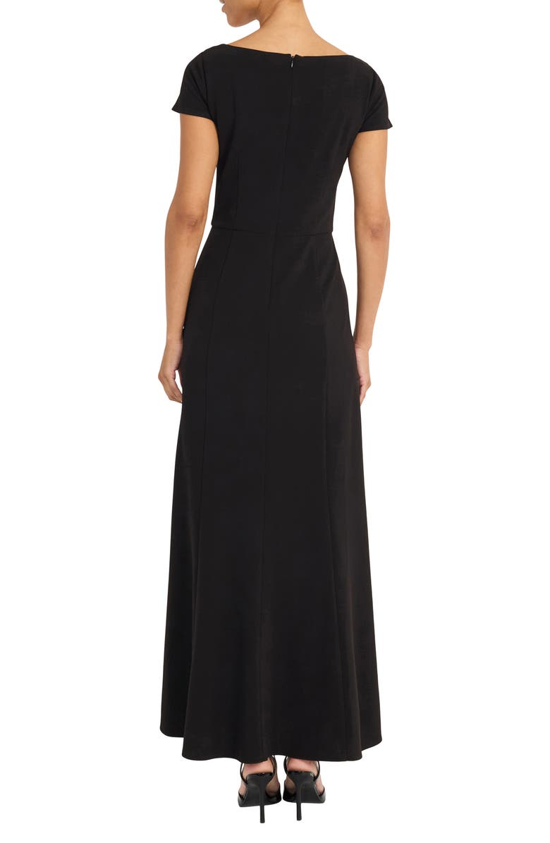 Maggy London Rhinestone Trim Short Sleeve Gown, Alternate, color, Black