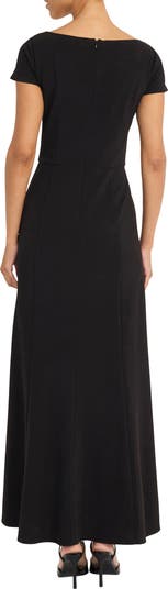 Rhinestone Trim Short Sleeve Gown