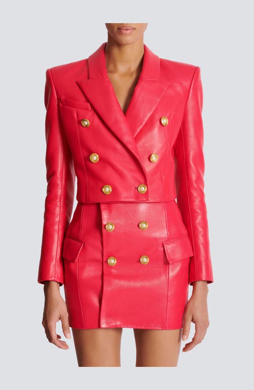 Balmain Cropped Lambskin 6-button Jacket