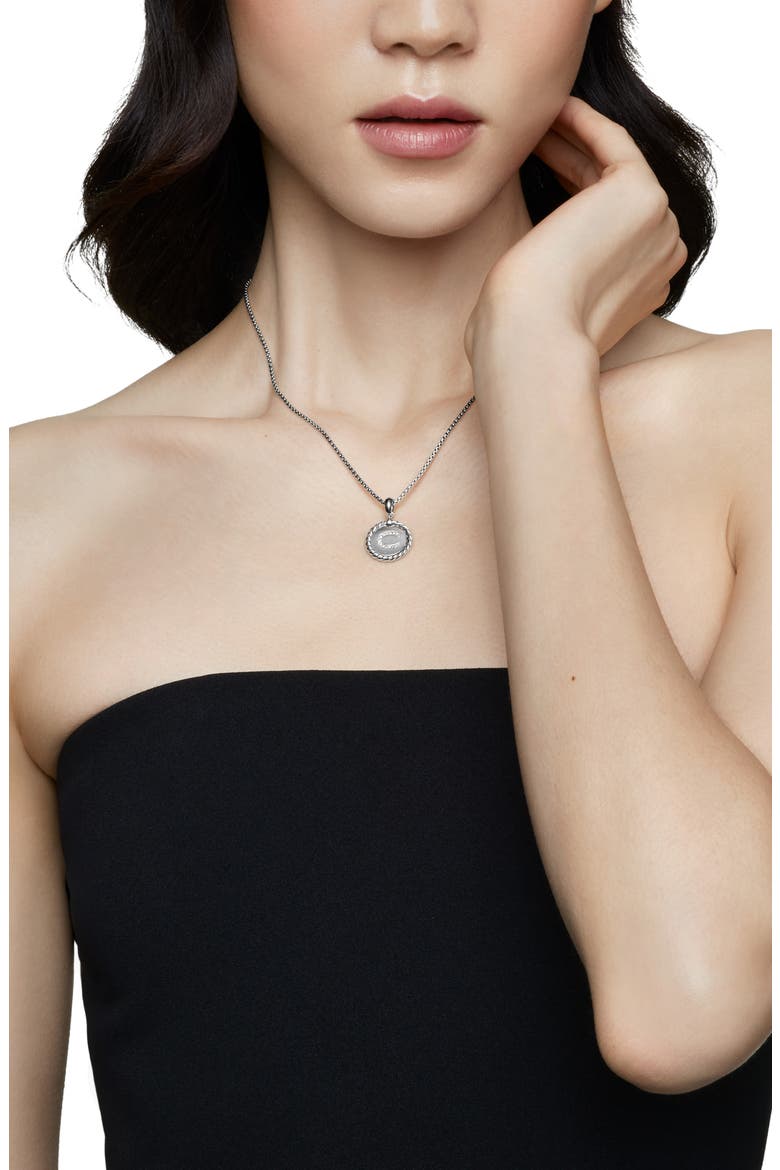 Initial Charm Necklace with Diamonds, Alternate, color, SILVER/ DIAMOND-C