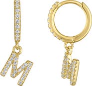 FZN Pavé Cubic Zirconia Initial Huggie Drop Earrings
