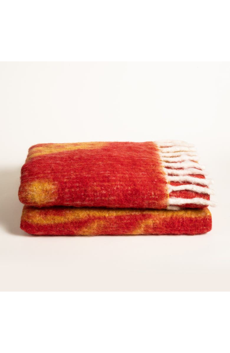 Zsa Zsa Zsu Ropar Fringed Jacquard Acrylic Wool Throw 51X71 In Maximalist, Main, color, Red