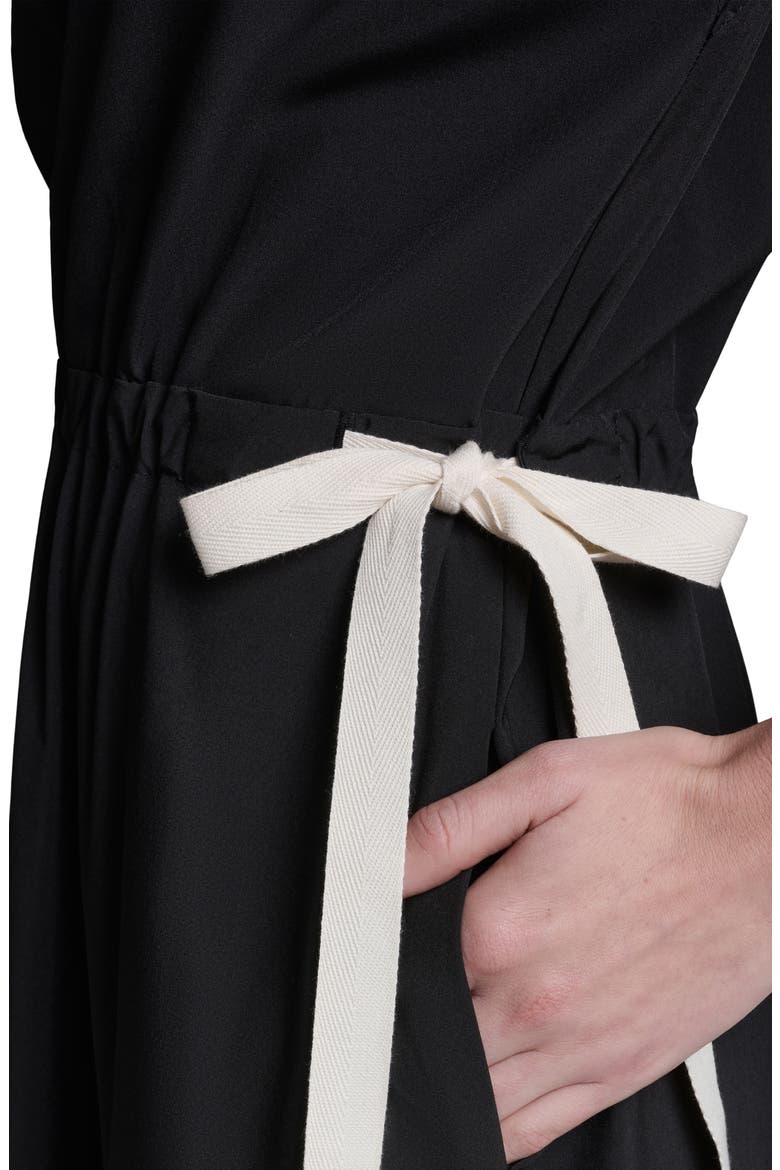 Bow Crepe Midi Dress, Alternate, color, BLACK