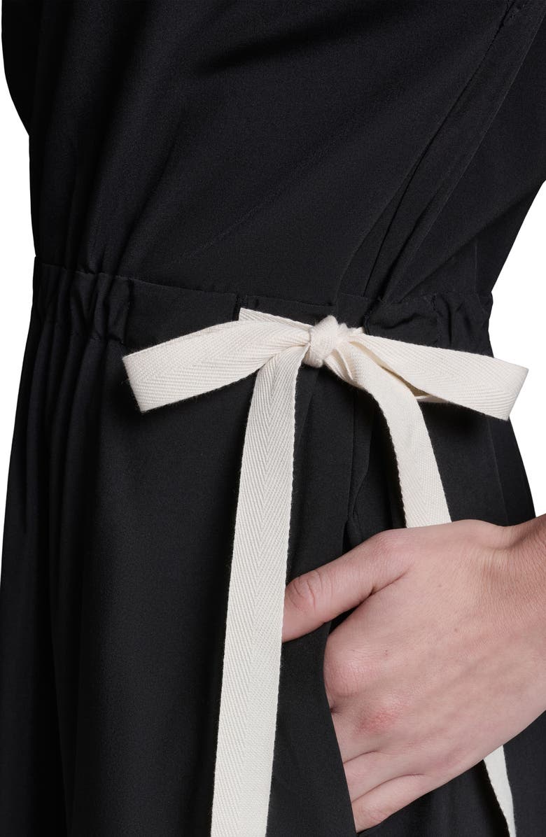 BCBG Bow Crepe Midi Dress, Alternate, color, Black