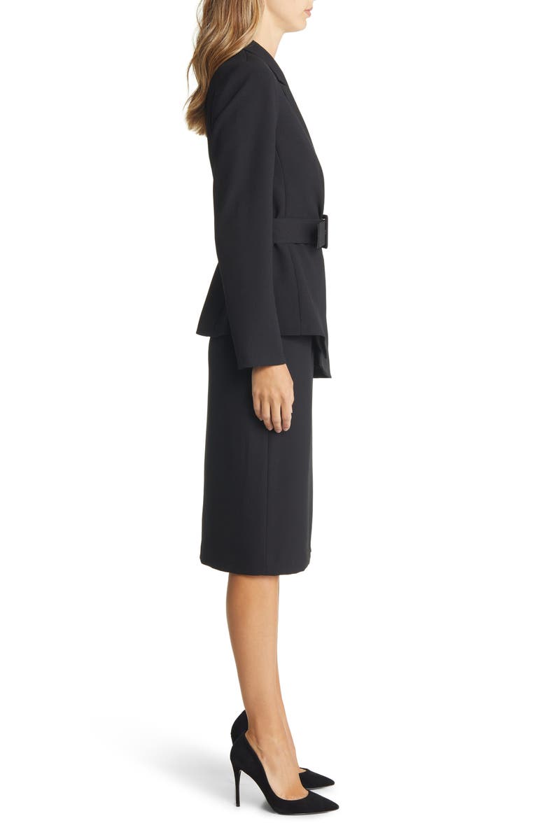 Tahari ASL Nested Belted Jacket and Skirt, Alternate, color, Black