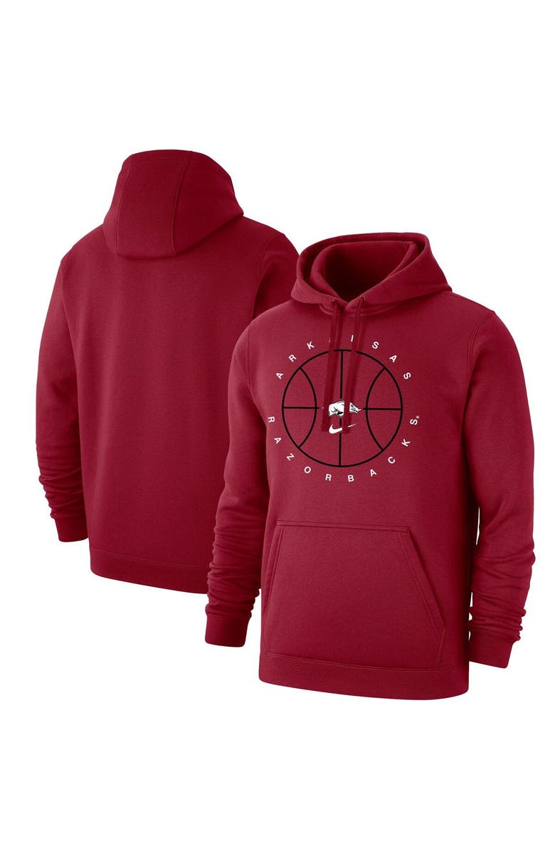Nike Men's Nike Cardinal Arkansas Razorbacks Basketball Icon Club Fleece Pullover Hoodie, Main, color, 