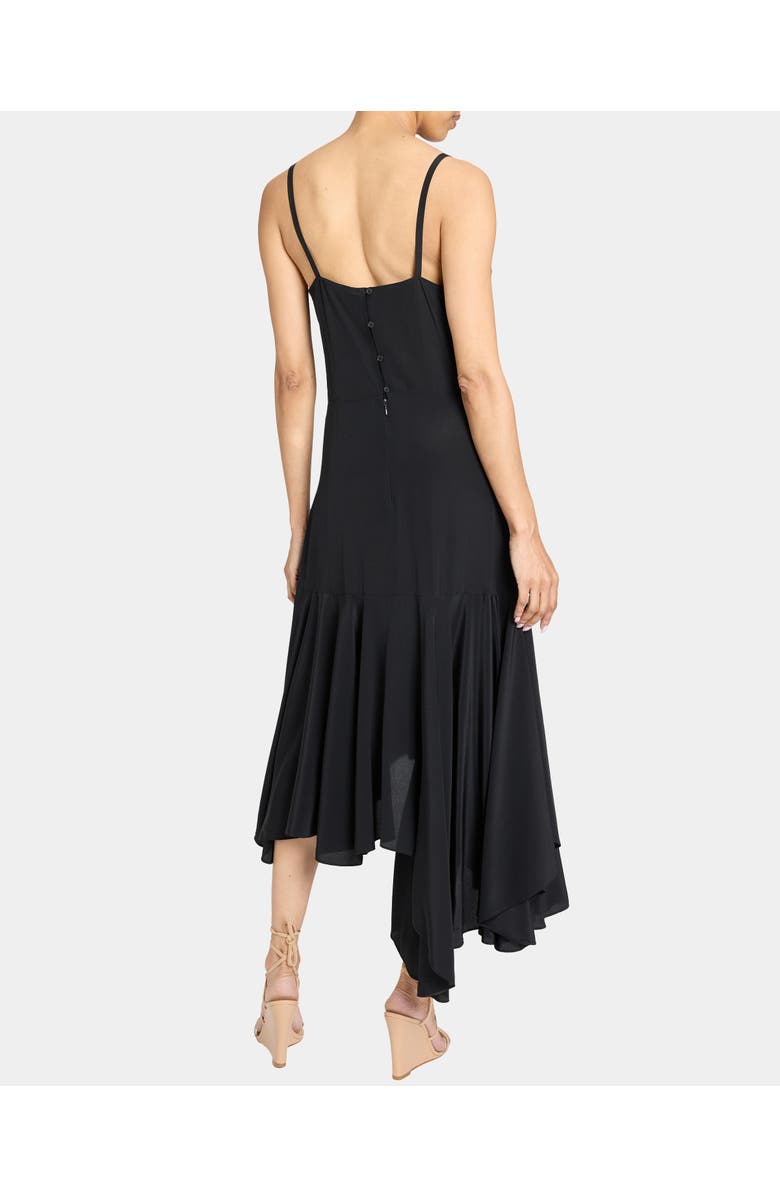 Santorelli DAVIN Fit and Flare Silk Midi Dress, Alternate, color, Black