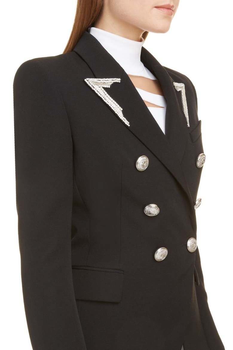 Embellished Double Breasted Wool Blazer, Alternate, color, 0PA NOIR