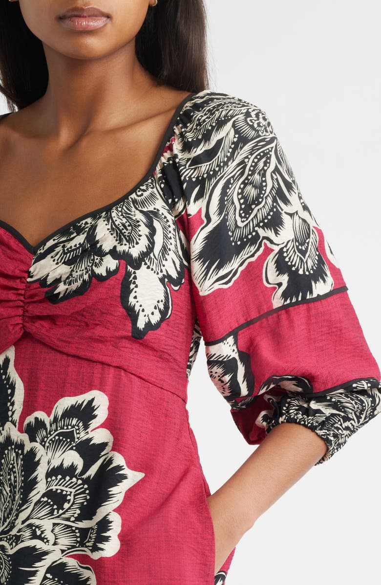 Placed Floral Empire Waist Dress