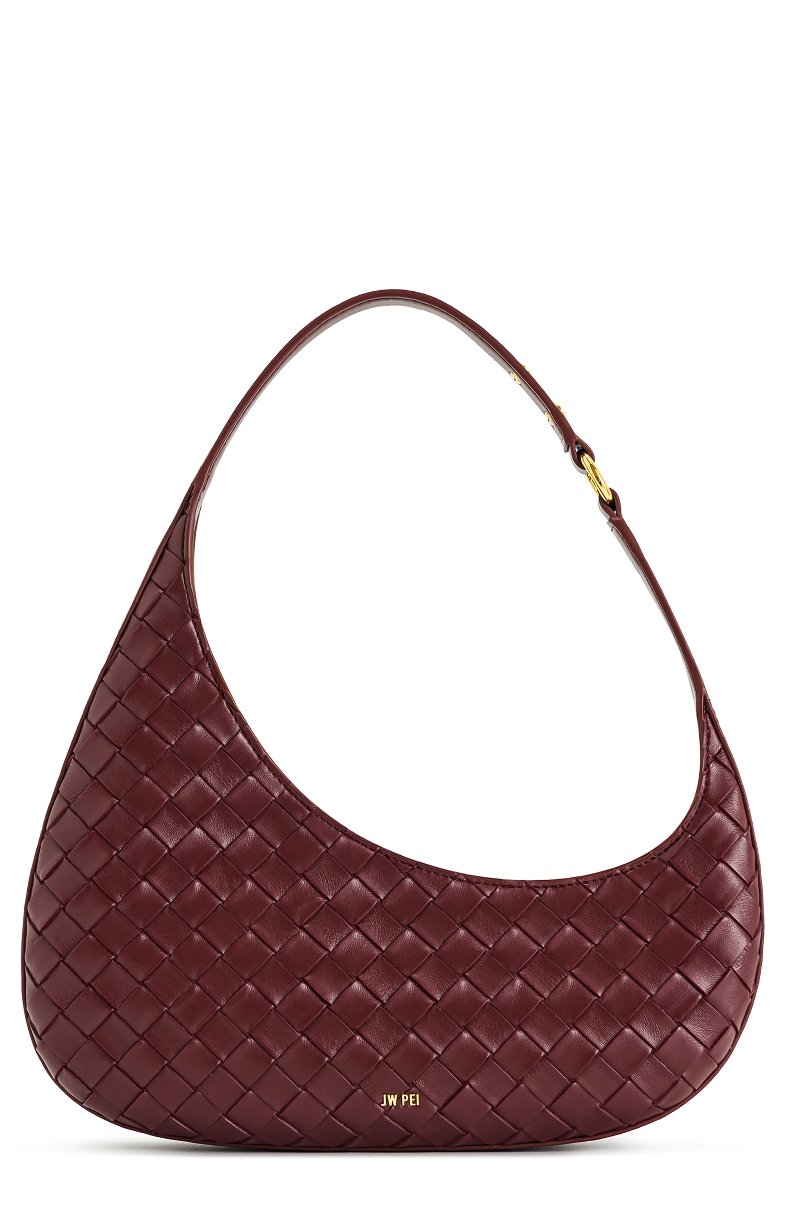 JW PEI Harlee Woven Faux Leather Shoulder Bag, Main, color, Burgundy