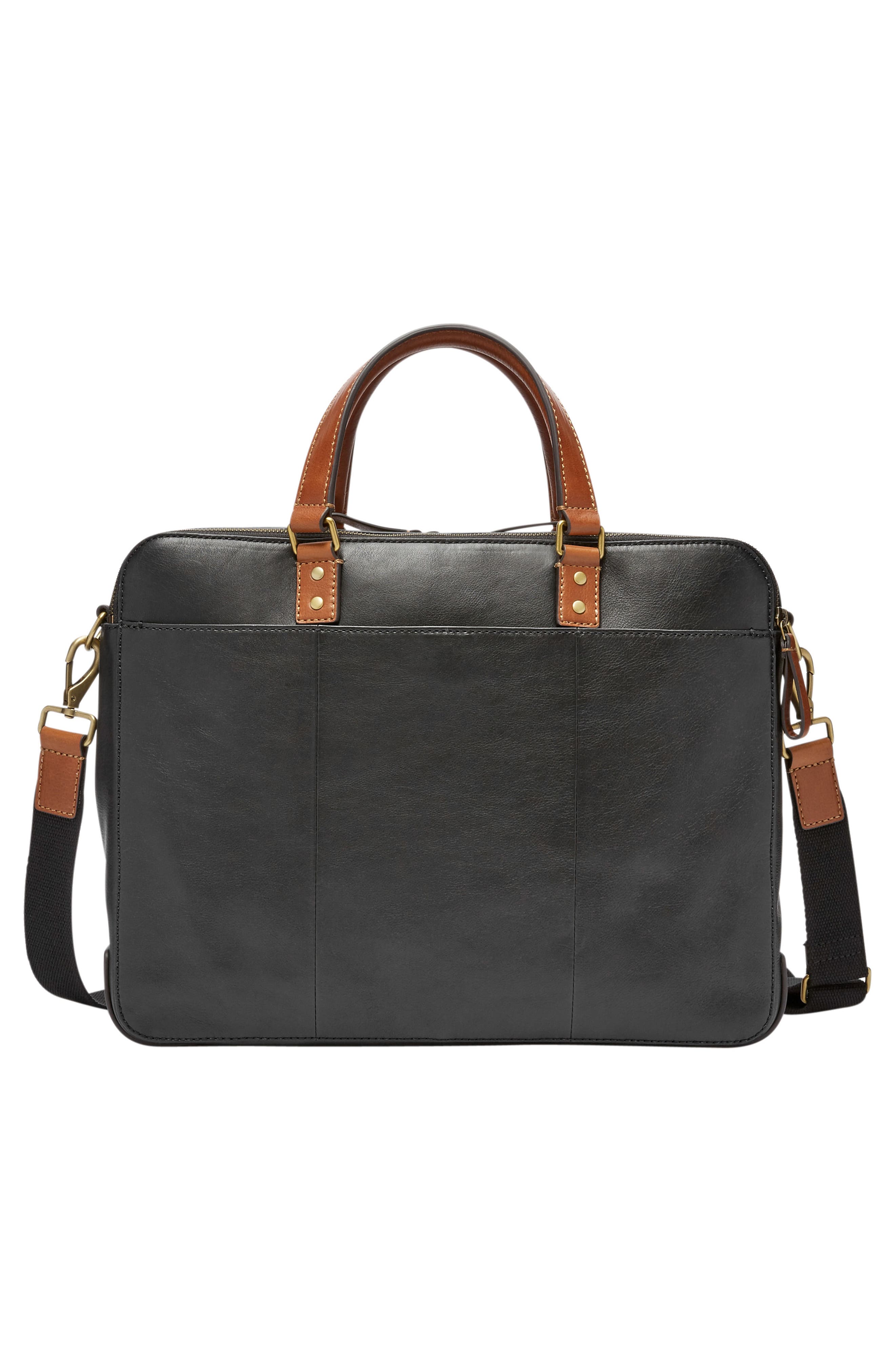 Fossil Defender Leather Briefcase, Alternate, color, 