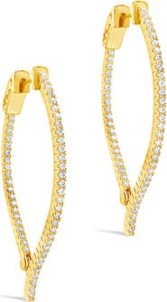 Sterling Forever 14K Gold Plated Brass CZ Inside Out Teardrop Drop Earrings