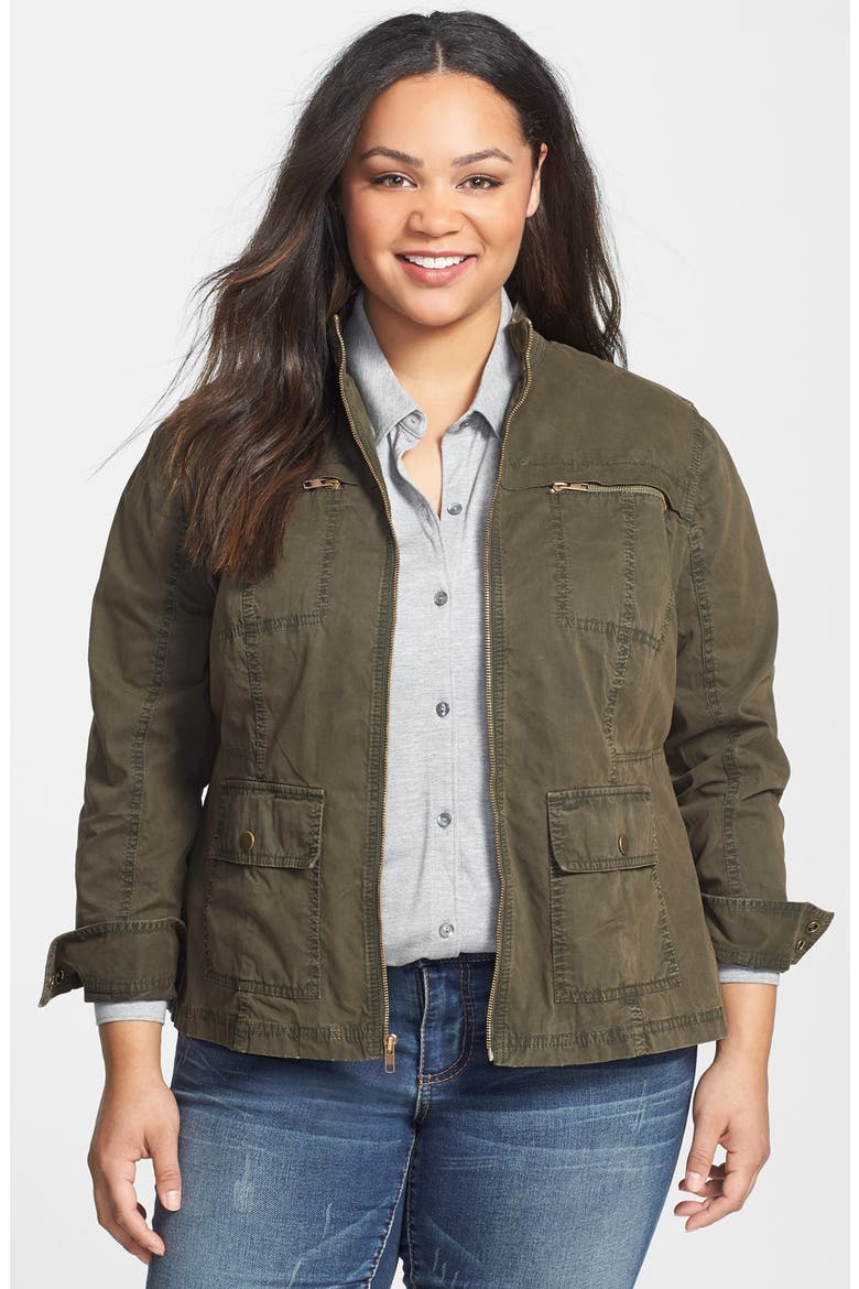 Front Zip Utility Jacket, Main, color, OLIVE TUSCAN