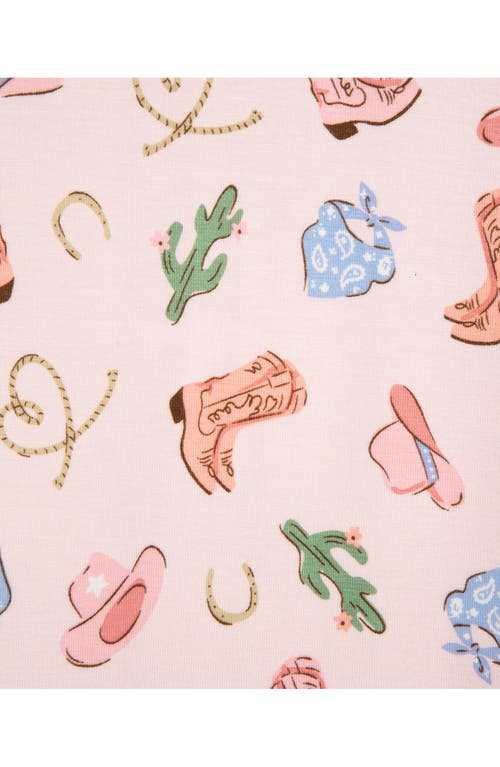Little Me Cowgirl Print Zip Front Footie In Pink