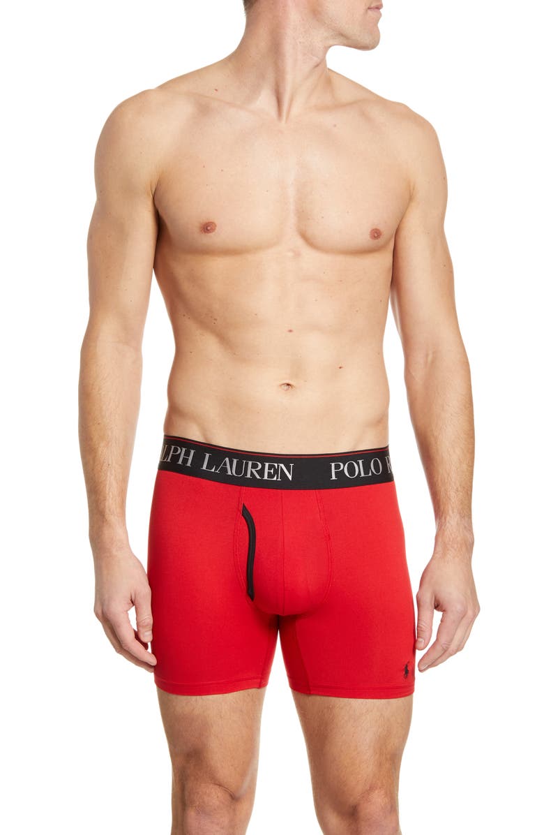 Polo Ralph Lauren 4D 3-Pack Boxer Briefs, Alternate, color, Charcoal/ Red/ Black