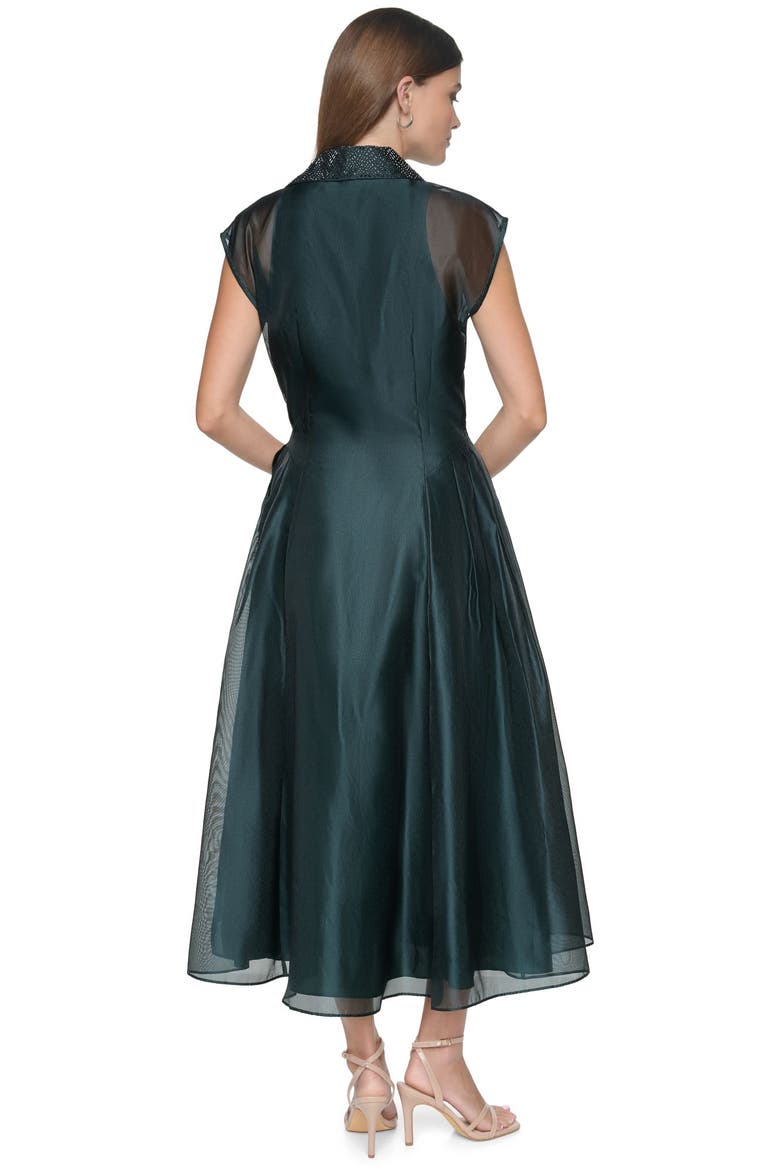 Embellished Organza Midi Shirt Dress, Alternate, color, Spruce